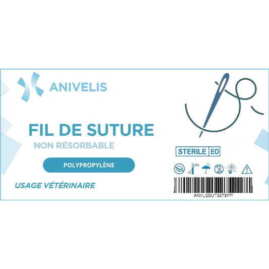 Fil de suture vétérinaire - Polypropylène - Boîte de 12