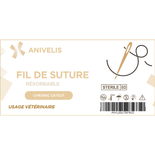Fil de suture vétérinaire - Chromic Catgut - Boîte de 12