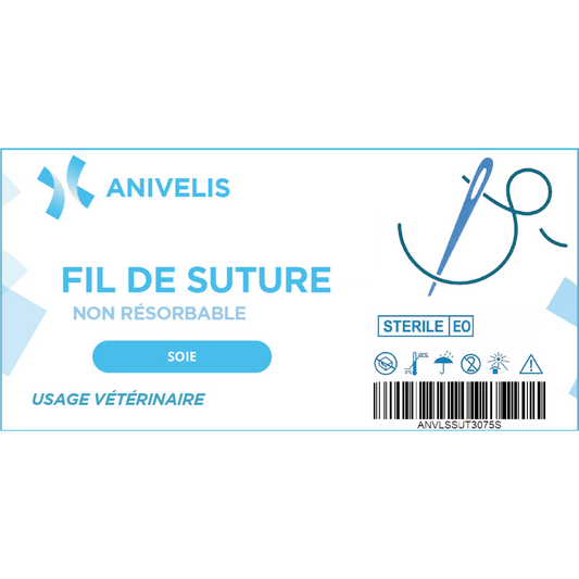 Fil de suture vétérinaire - Soie - Boîte de 12